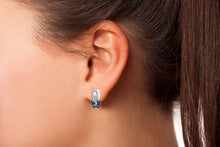 Load image into Gallery viewer, Blue Topaz and Garnet earrings in sterling silver by Joryel Vera, style E7360 - view 2