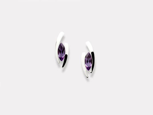 Amethyst and Sky Blue Topaz earrings in sterling silver by Joryel Vera, style E5100