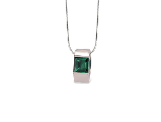 Green Quartz and London Blue Topaz pendant in sterling silver by Joryel Vera, style P3803 - view 2