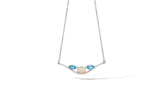 Opal and Blue Topaz necklace in sterling silver by Joryel Vera, style N3451 - view 2