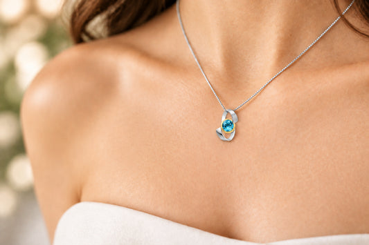 Amethyst and Blue Topaz pendant in sterling silver by Joryel Vera, style P7314