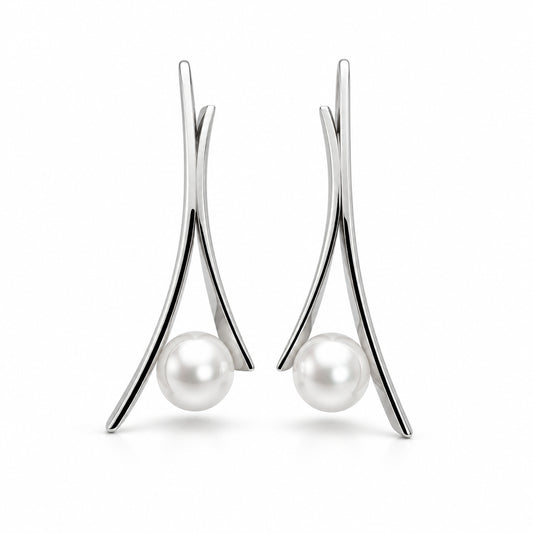 Pearl earrings in sterling silver by Joryel Vera, style E8115