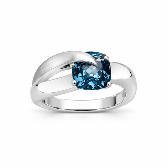 Amethyst and Blue Topaz ring in sterling silver by Joryel Vera, style R5825 - view 2