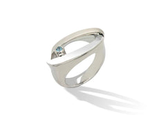 Load image into Gallery viewer, Blue Topaz and Garnet ring in sterling silver by Joryel Vera, style R2858 - view 2