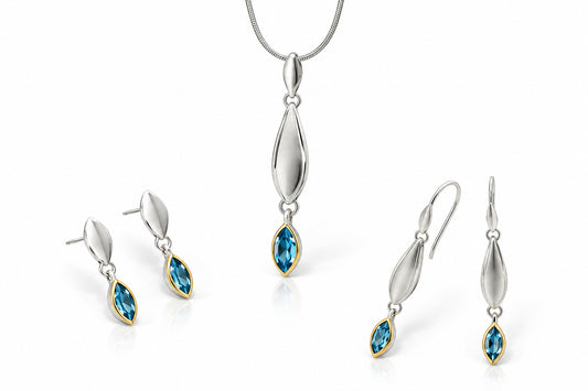 Amethyst and Blue Topaz jewelry set in sterling silver by Joryel Vera, style SET165