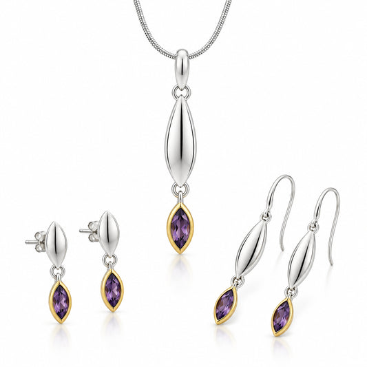 Amethyst and Blue Topaz jewelry set in sterling silver by Joryel Vera, style SET165 - view 2
