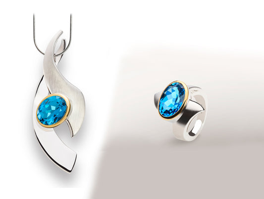 Amethyst and Blue Topaz jewelry set in sterling silver by Joryel Vera