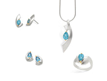 Load image into Gallery viewer, Blue Topaz and Green Quartz jewelry set in sterling silver by Joryel Vera - view 3