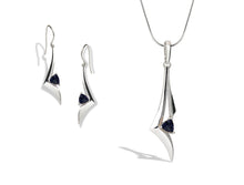 Load image into Gallery viewer, Amethyst and Iolite jewelry set in sterling silver by Joryel Vera - view 3
