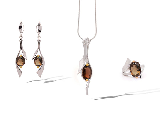 Blue Topaz and Rose Quartz jewelry set in sterling silver by Joryel Vera, style SET414 - view 2