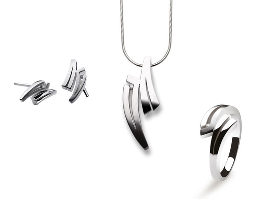Diamond jewelry set in sterling silver by Joryel Vera, style SET501