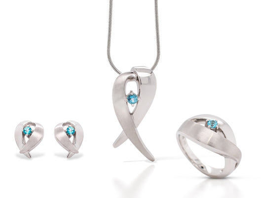 Blue Topaz jewelry set in sterling silver by Joryel Vera, style SET525
