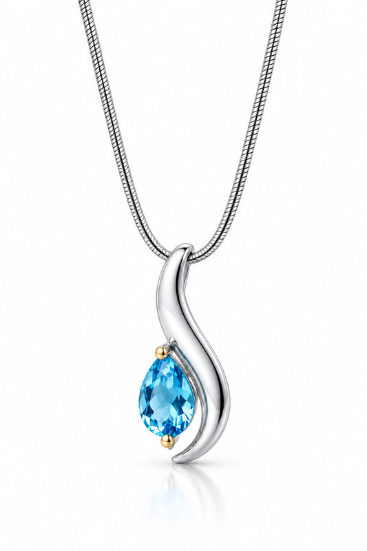 London Blue Topaz and Blue Topaz pendant in sterling silver by Joryel Vera, style P7310