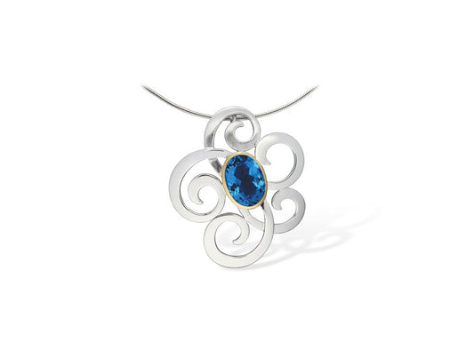 Amethyst and Blue Topaz pendant in sterling silver by Joryel Vera, style P6493