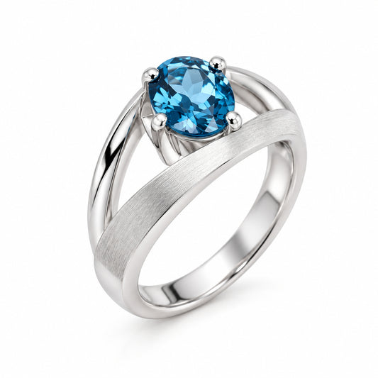 Amethyst and Blue Topaz ring in sterling silver by Joryel Vera, style R6986 - view 3