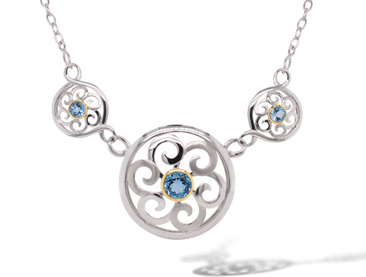 Garnet and Blue Topaz necklace in sterling silver by Joryel Vera, style N3326 - view 2