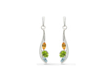 Load image into Gallery viewer, Blue Topaz and Sky Blue Topaz earrings in sterling silver by Joryel Vera, style E9898 - view 3